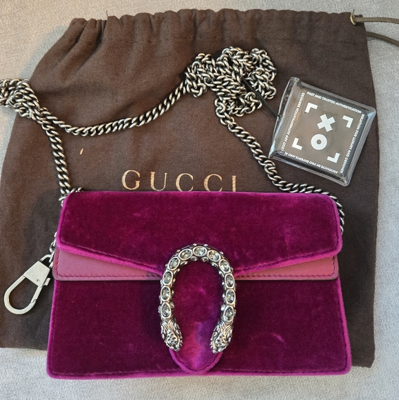 Beautiful Gucci Dionysus Super Mini Purple Velvet Women's Shoulder Crossbody Bag - Picture 1 of 7